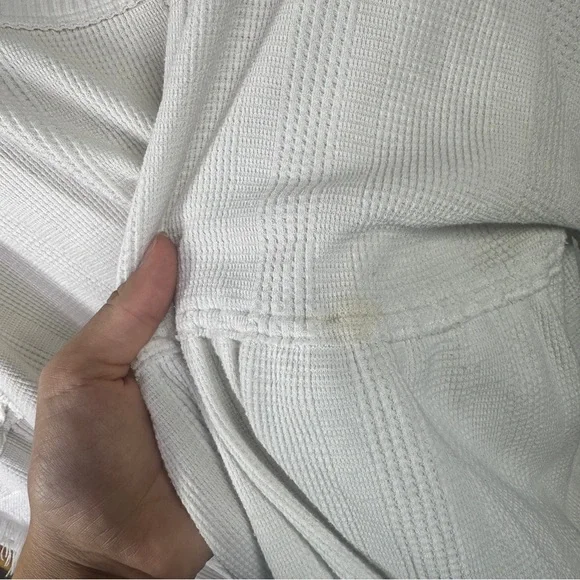 Free People Cram White Long Sleeve Waffle Knit Top sz M - Picture 4 of 6